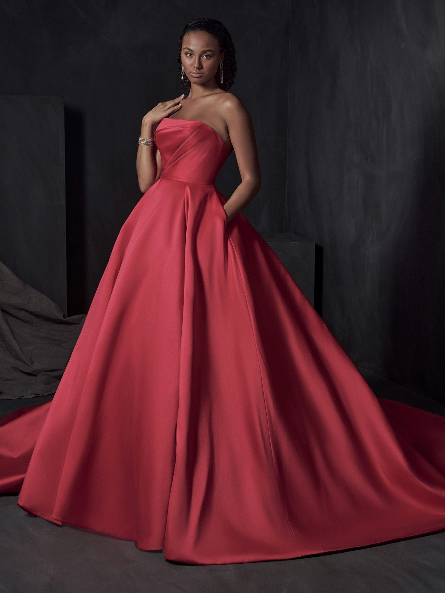 F211015 Gorgeous Italian Satin & Organza Ball Gown Wedding Dress